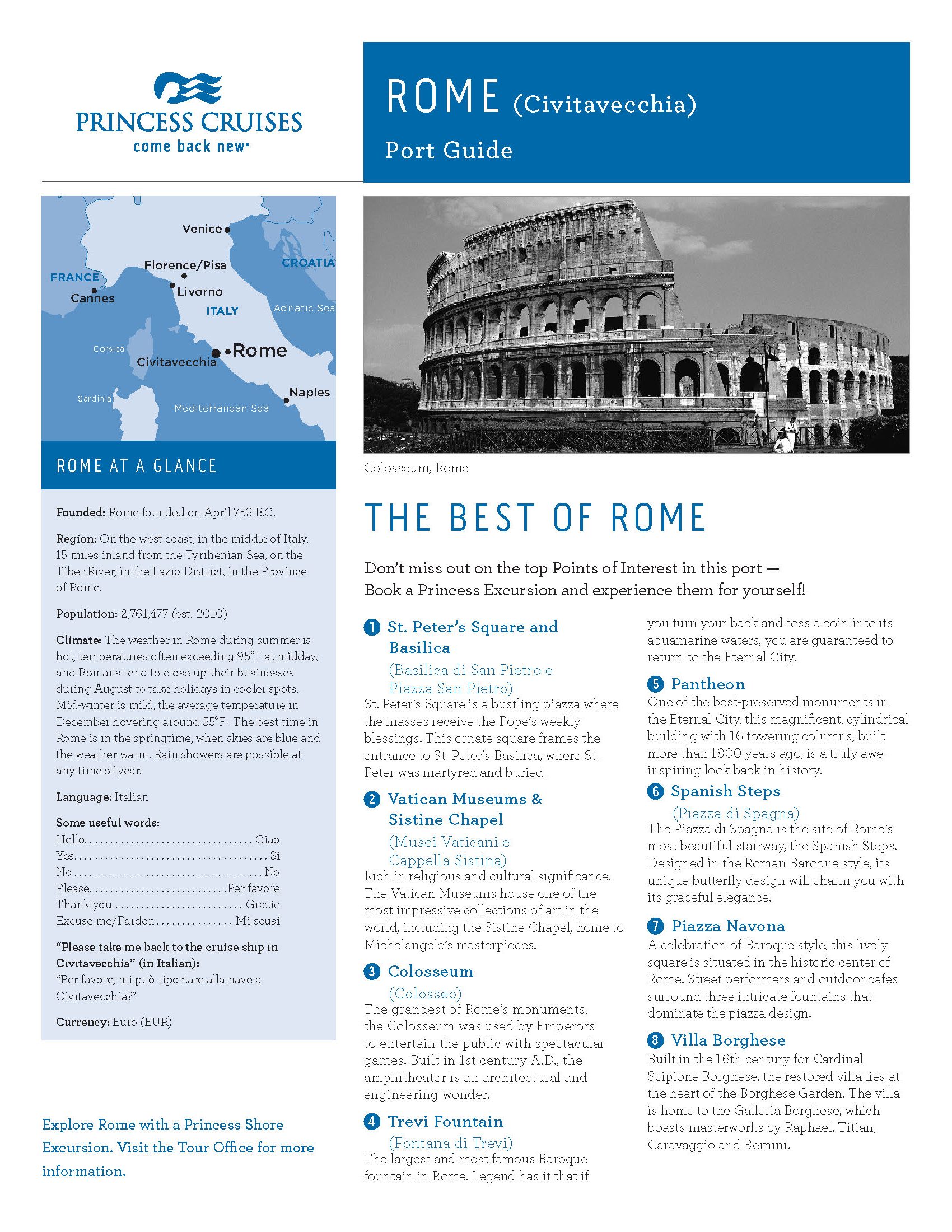 Princess port guides for Mediterranean cruises